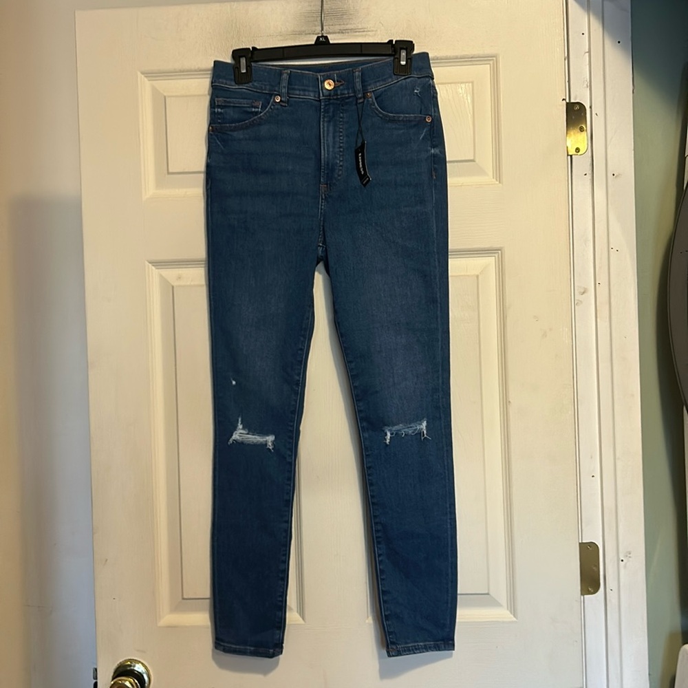 Express High Rise Distressed Skinny Jeans Size 6
